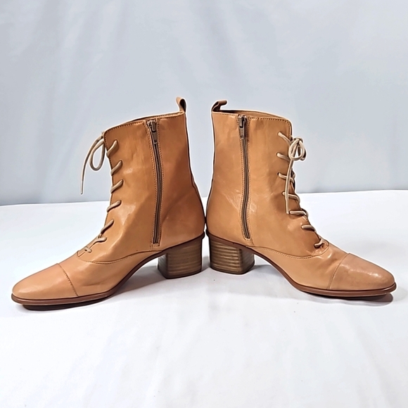 A Tan Leather Womens Boots Size 38 - Picture 5 of 8